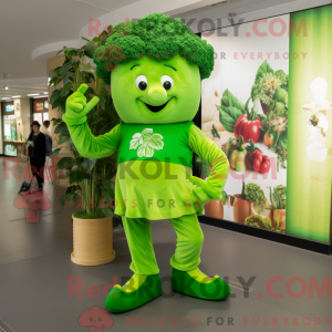 Lime Green Broccoli mascot...