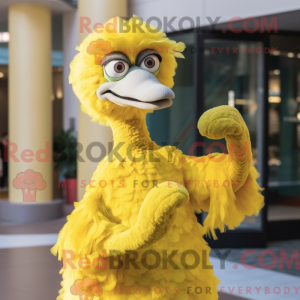 Gul strutsmaskotdraktfigur...