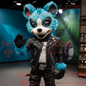 Cyan Civet maskotdraktfigur...