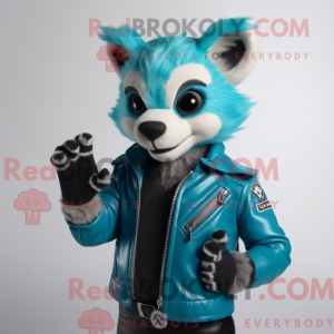 Cyan Civet maskot kostume...