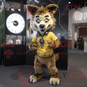 Gold Hyena mascot costume...