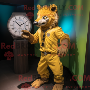 Guld hyæne maskot kostume...