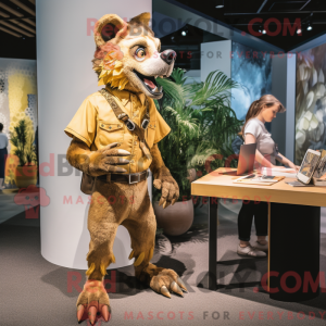 Gold Hyena mascot costume...