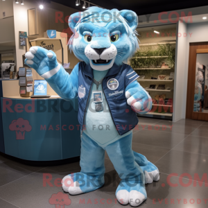 Cyan sabeltand tiger maskot...