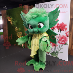 Green Cupid mascot costume...