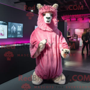 Rosa lama-maskotdraktfigur...