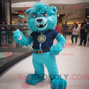 Turquoise Tamer Lion mascot...