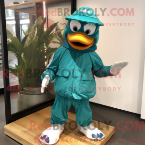 Blågrøn Skateboard maskot...