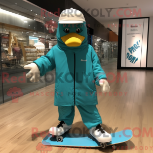 Blågrøn Skateboard maskot...