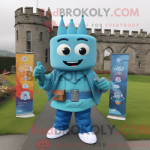 Cyan Irish Castle maskot...
