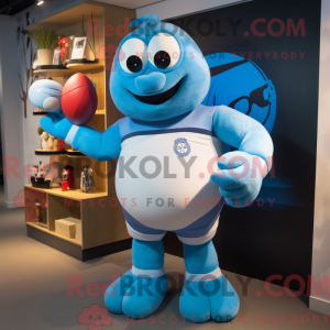 Himmelblå Rugby Ball maskot...