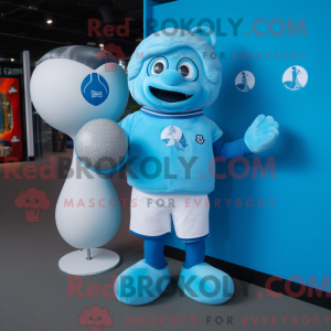 Sky Blue Rugby Ball mascot...