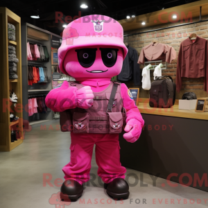 Magenta Army Soldier maskot...