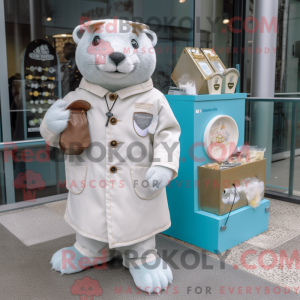 Witte Otter mascottekostuum...
