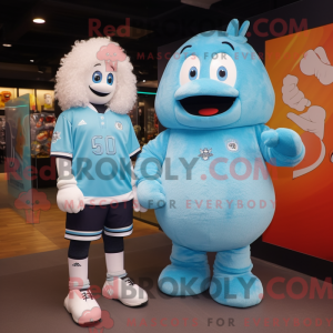 Sky Blue Ice mascot costume...