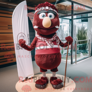 Fantasia de mascote funâmbulo marrom com sungão e lenços - Mascotes do Equilibrista - REBROKO_270561 - RedBrokoly.com