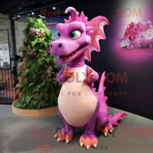 Pink Dragon maskot kostume...