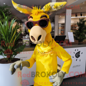 Gele ezel mascottekostuum...