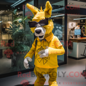 Gul esel maskot drakt...