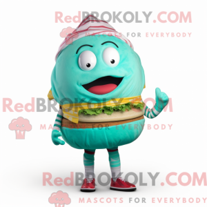 Turquoise Hamburger mascot...