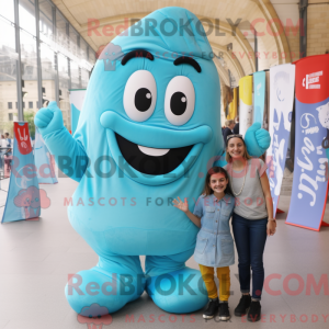 Cyan Croissant maskot drakt...