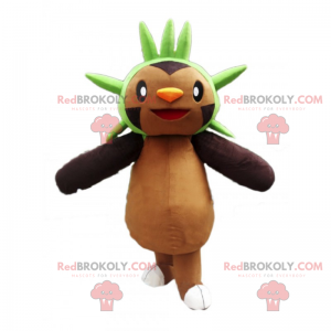 Brown character mascot with green crown - Redbrokoly.com
