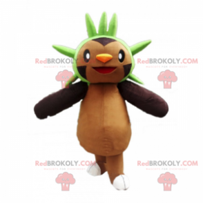 Mascota de personaje marrón con corona verde - Redbrokoly.com