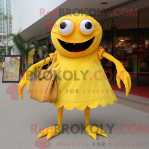 Gul krabbe maskot kostume...