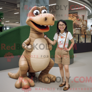 Tan Tyrannosaurus maskot...
