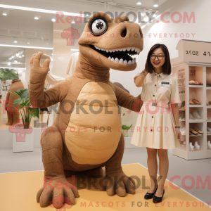 Tan Tyrannosaurus maskot...