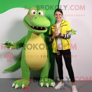Limegrøn krokodille maskot...