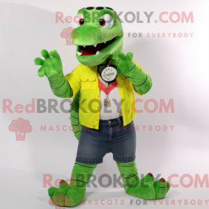 Limegrøn krokodille maskot...
