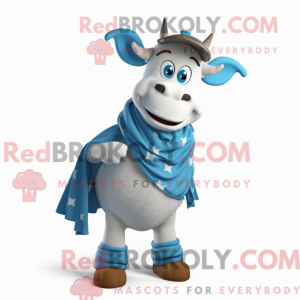 Fantasia de mascote Vaca Hereford Azul com macacão e cachecóis - Mascotes Vaca Hereford - REBROKO_270764 - RedBrokoly.com