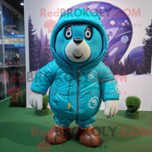 Turquoise Rugby Ball mascot...
