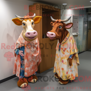 Peach Guernsey Cow maskot...