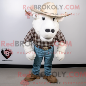 Hvit Buffalo maskot drakt...