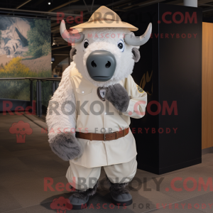Hvid Buffalo maskot kostume...