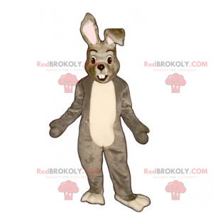 Mascotte petit lapin gris et blanc - Redbrokoly.com