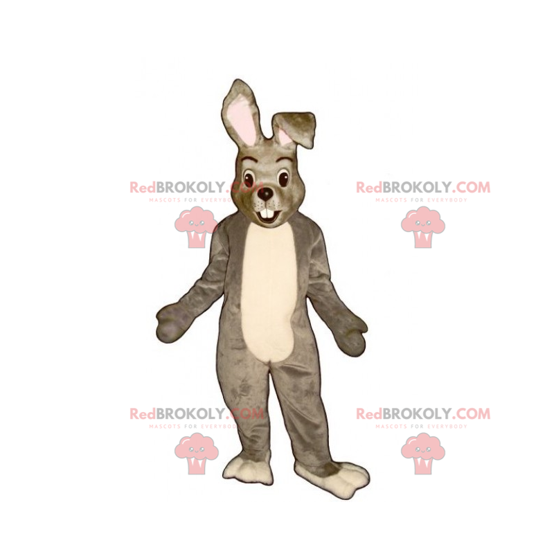 Kleine grijze en witte konijn mascotte - Redbrokoly.com