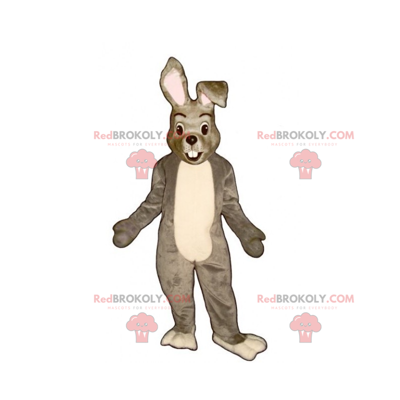 Mascote coelhinho cinza e branco - Redbrokoly.com