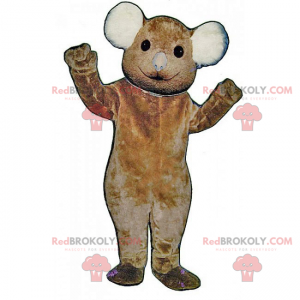 Mascotte piccolo orso bruno con le orecchie bianche -