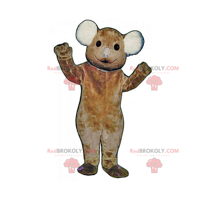 Kleine bruine beer mascotte met witte oren - Redbrokoly.com