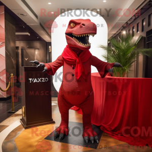 Rode T Rex mascottekostuum...