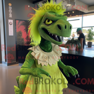 Limegrøn Utahraptor maskot...