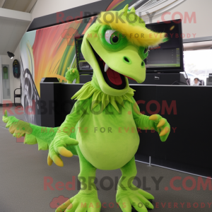 Limegrøn Utahraptor maskot...