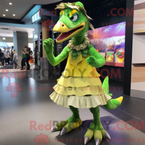 Limegrøn Utahraptor maskot...