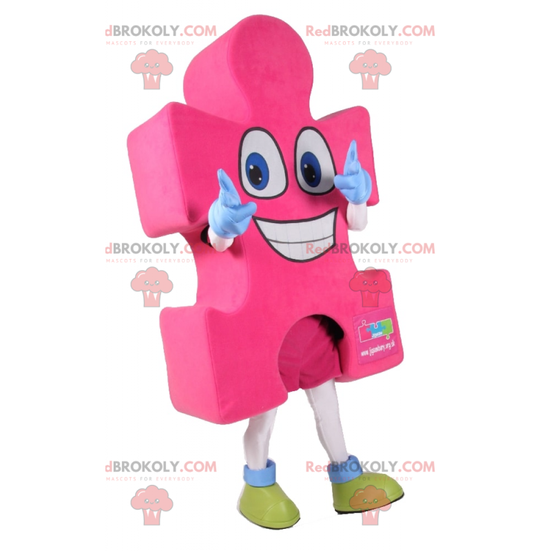 Mascote rosa da peça do quebra-cabeça - Redbrokoly.com