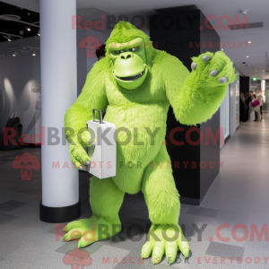 Limegrøn Gorilla maskot...