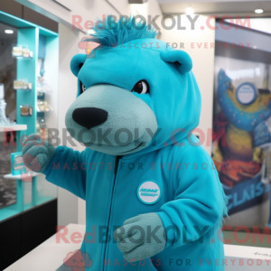 Turquoise Capybara mascot...