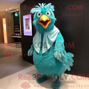 Cyan kylling maskot kostume...